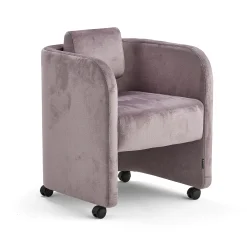 Nojatuoli COMFY Pyörät, samettikangas, vaalea lila