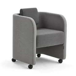 Nojatuoli COMFY Pyörät, villakangas, vaaleanharmaa/tummanharmaa