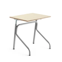 Oppilaspöytä ADJUST Korkeussäädettävä, 700x600 mm, korkeapainelaminaatti HPL, koivu, hopeanharmaa