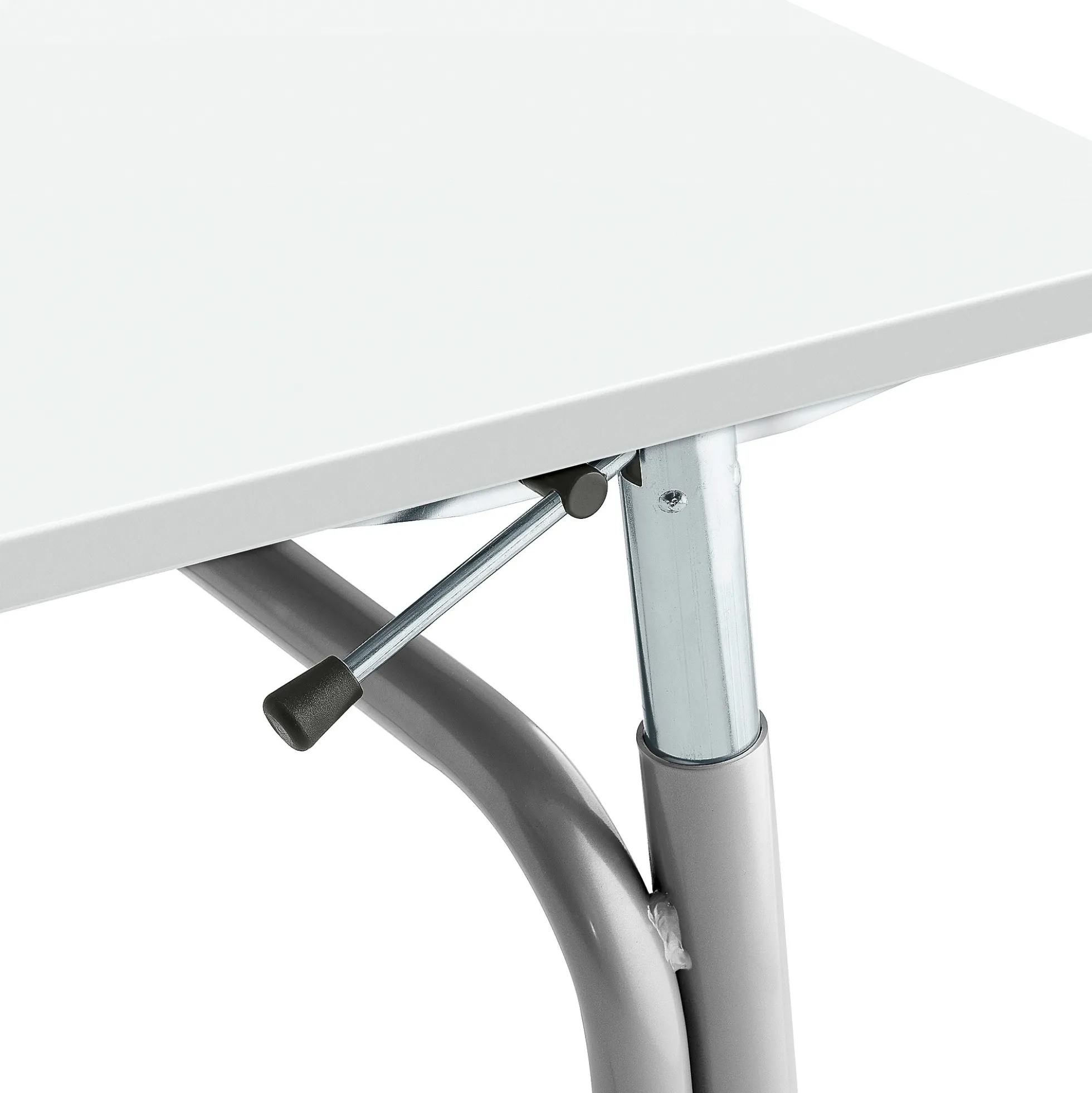 Oppilaspöytä ADJUST Korkeussäädettävä, 700x600 mm, korkeapainelaminaatti HPL, valkoinen, hopeanharmaa