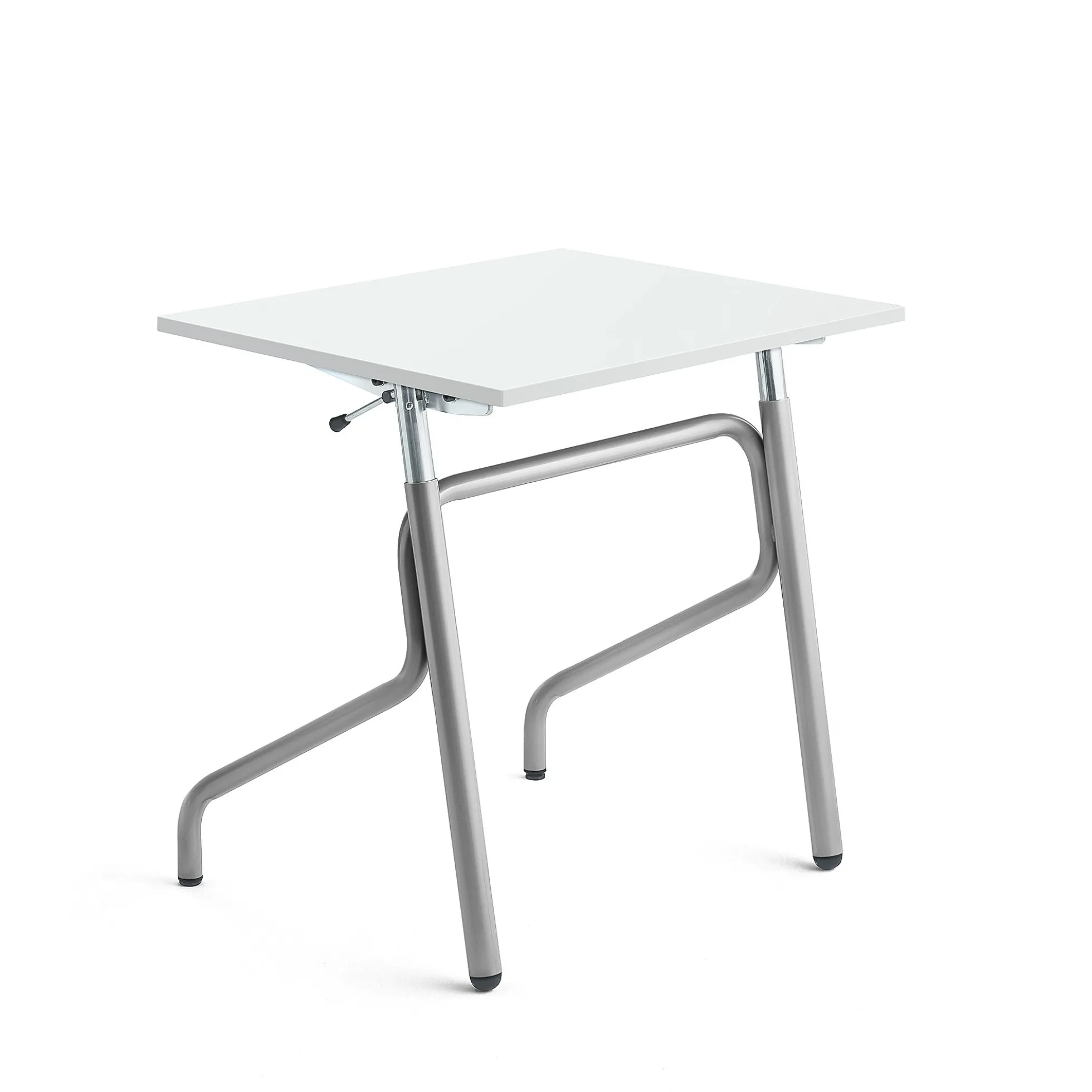 Oppilaspöytä ADJUST Korkeussäädettävä, 700x600 mm, korkeapainelaminaatti HPL, valkoinen, hopeanharmaa