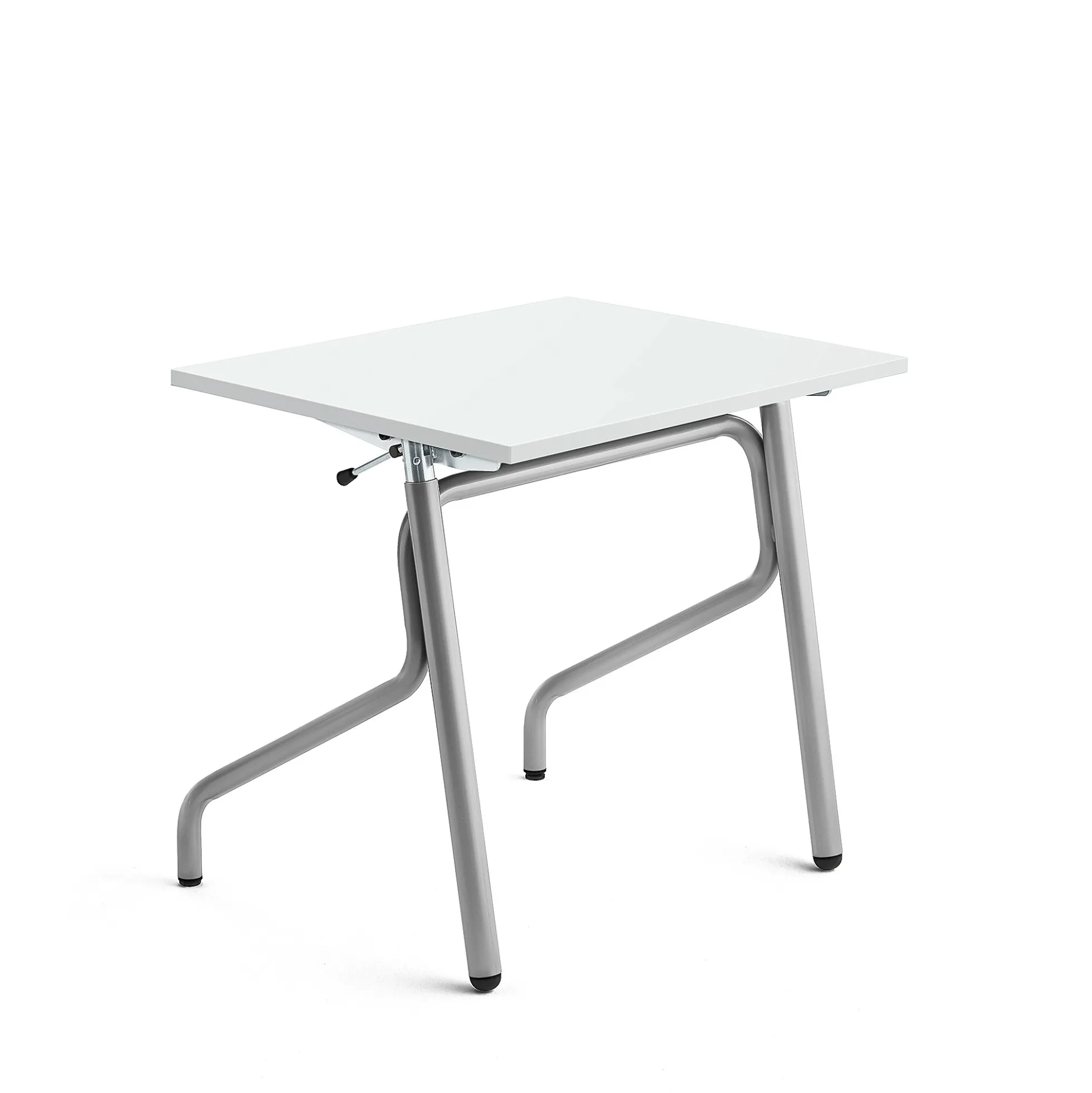 Oppilaspöytä ADJUST Korkeussäädettävä, 700x600 mm, korkeapainelaminaatti HPL, valkoinen, hopeanharmaa