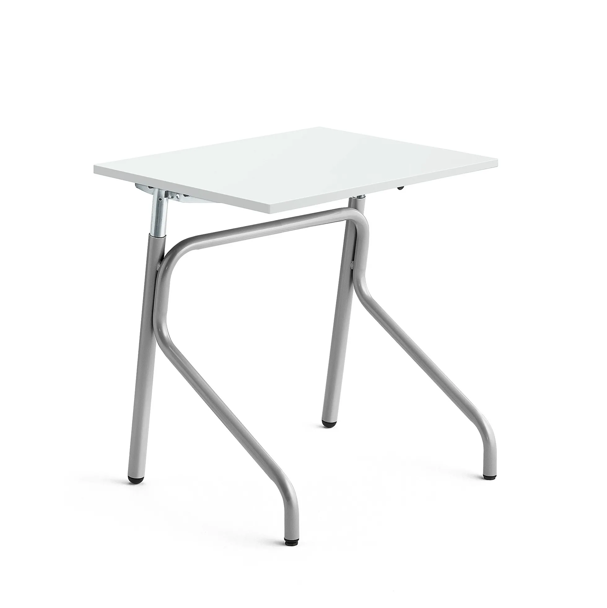 Oppilaspöytä ADJUST Korkeussäädettävä, 700x600 mm, korkeapainelaminaatti HPL, valkoinen, hopeanharmaa