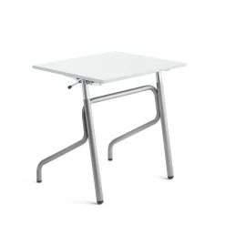 Oppilaspöytä ADJUST Korkeussäädettävä, 700x600 mm, korkeapainelaminaatti HPL, valkoinen, hopeanharmaa