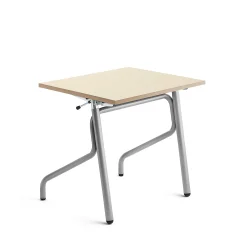 Oppilaspöytä ADJUST Korkeussäädettävä, 700x600 mm, ääntä vaimentava korkeapainelaminaatti HPL, koivu, hopeanharmaa