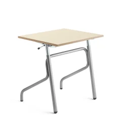 Oppilaspöytä ADJUST Korkeussäädettävä, 700x600 mm, ääntä vaimentava korkeapainelaminaatti HPL, koivu, hopeanharmaa