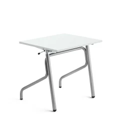 Oppilaspöytä ADJUST Korkeussäädettävä, 700x600 mm, ääntä vaimentava korkeapainelaminaatti HPL, valkoinen, hopeanharmaa