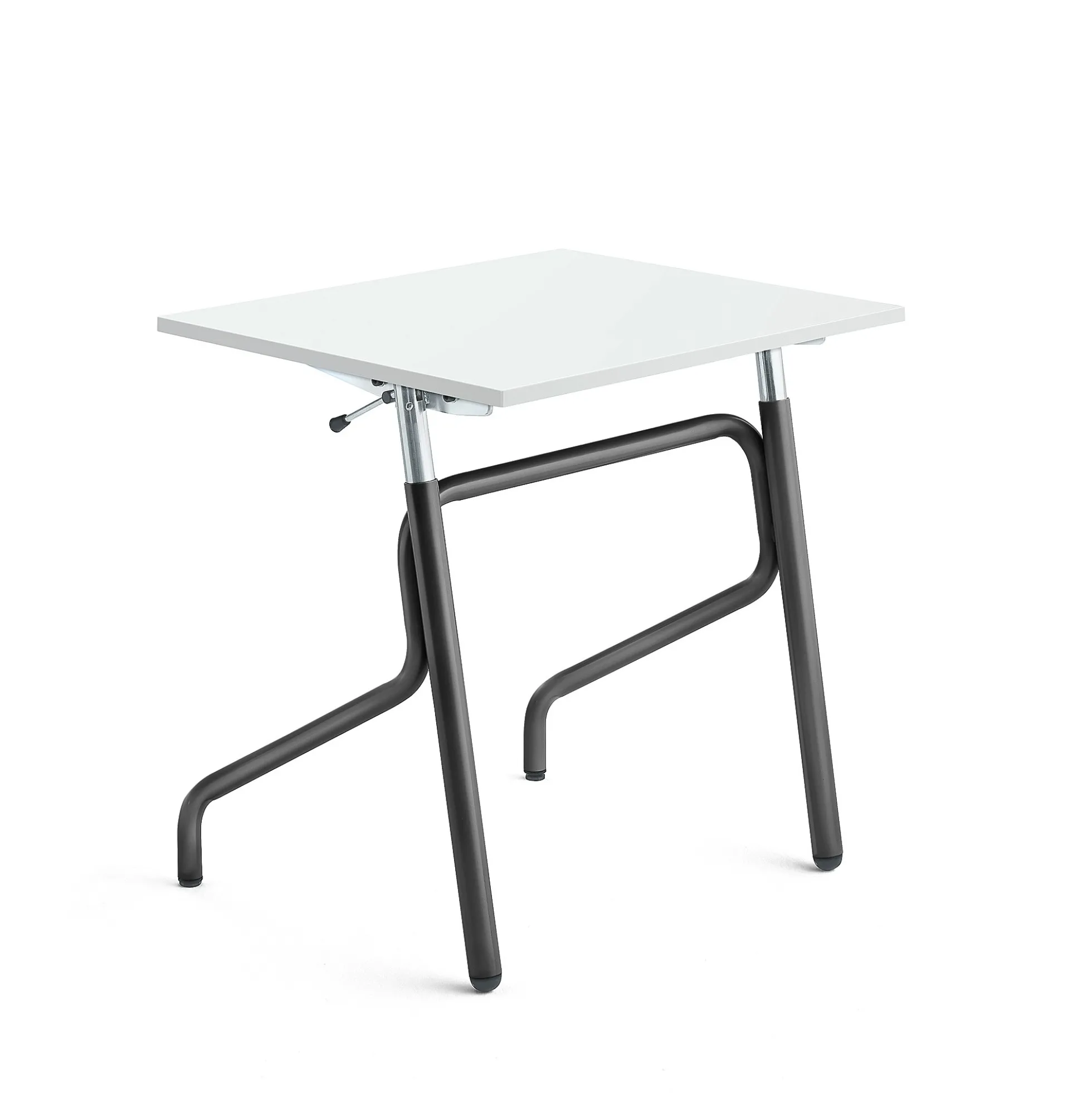 Oppilaspöytä ADJUST Korkeussäädettävä, 700x600 mm, ääntä vaimentava korkeapainelaminaatti HPL, valkoinen, antrasiitinharmaa