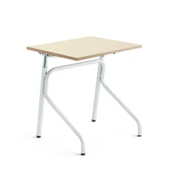 Oppilaspöytä ADJUST Korkeussäädettävä, 700x600 mm, ääntä vaimentava korkeapainelaminaatti HPL, koivu, valkoinen
