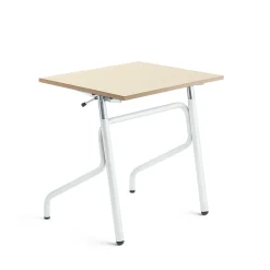 Oppilaspöytä ADJUST Korkeussäädettävä, 700x600 mm, ääntä vaimentava korkeapainelaminaatti HPL, koivu, valkoinen