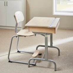 Oppilaspöytä 188 Hopeanharmaa, beige linoleumi