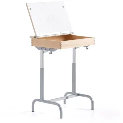 Oppilaspöytä 188 Hopeanharmaa, beige linoleumi