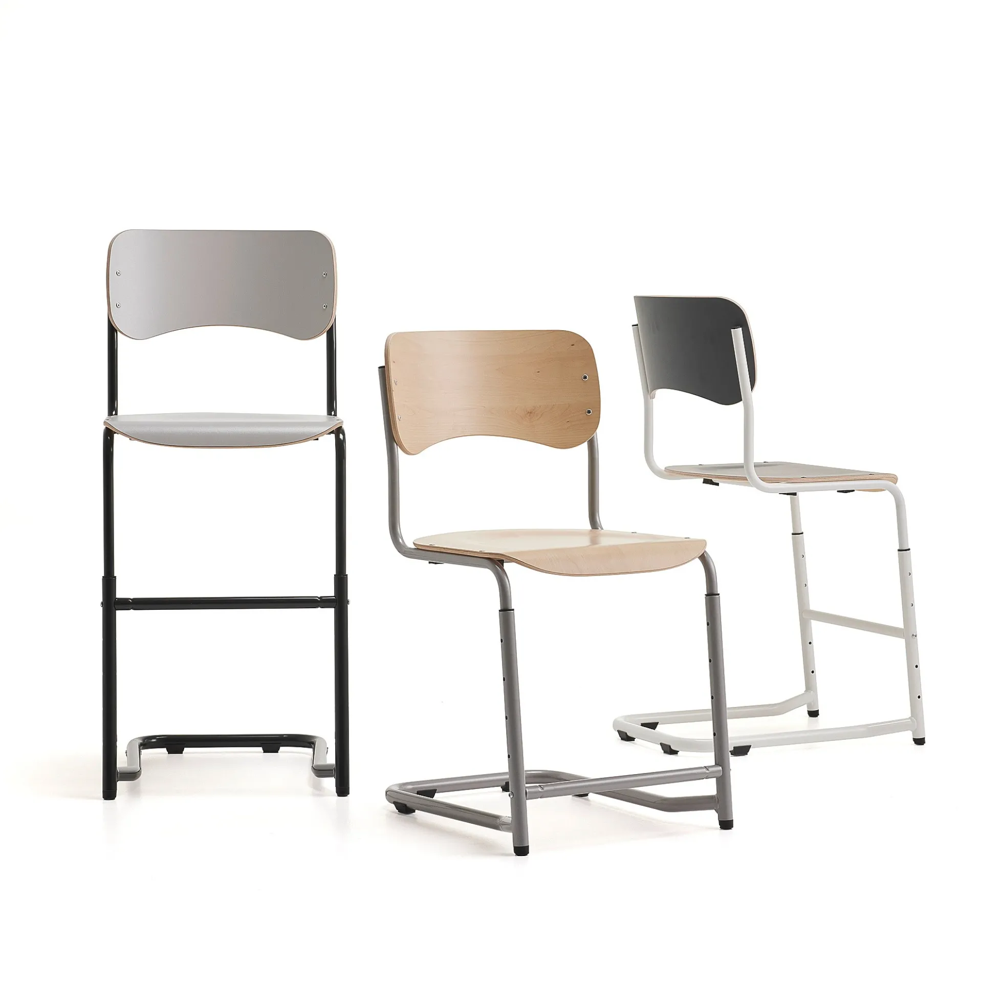 Oppilastuoli ELEVATE Säädettävä korkeus 460–640 mm, hopea/koivu