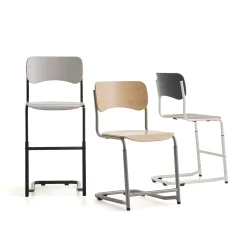 Oppilastuoli ELEVATE Säädettävä korkeus 460–640 mm, hopea/valkoinen