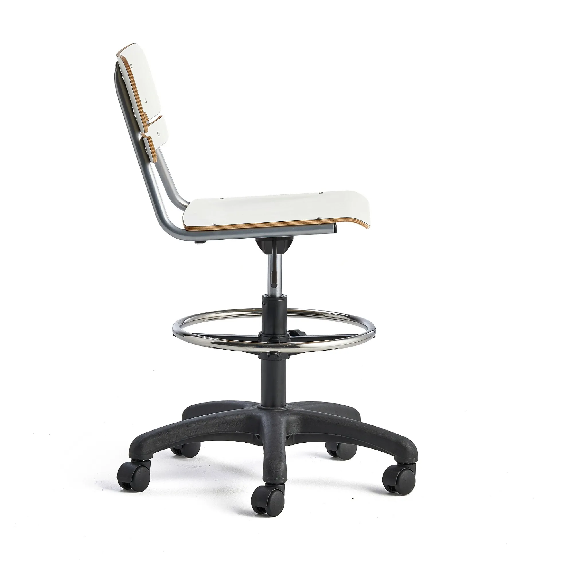 Oppilastuoli LEGERE Korkeussäädettävä, pieni istuin, pyörällinen, korkeus: 530-720 mm, valkoinen