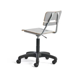 Oppilastuoli LEGERE korkeussäädettävä Pieni istuin, pyörällinen, korkeus:430-550 mm, harmaa