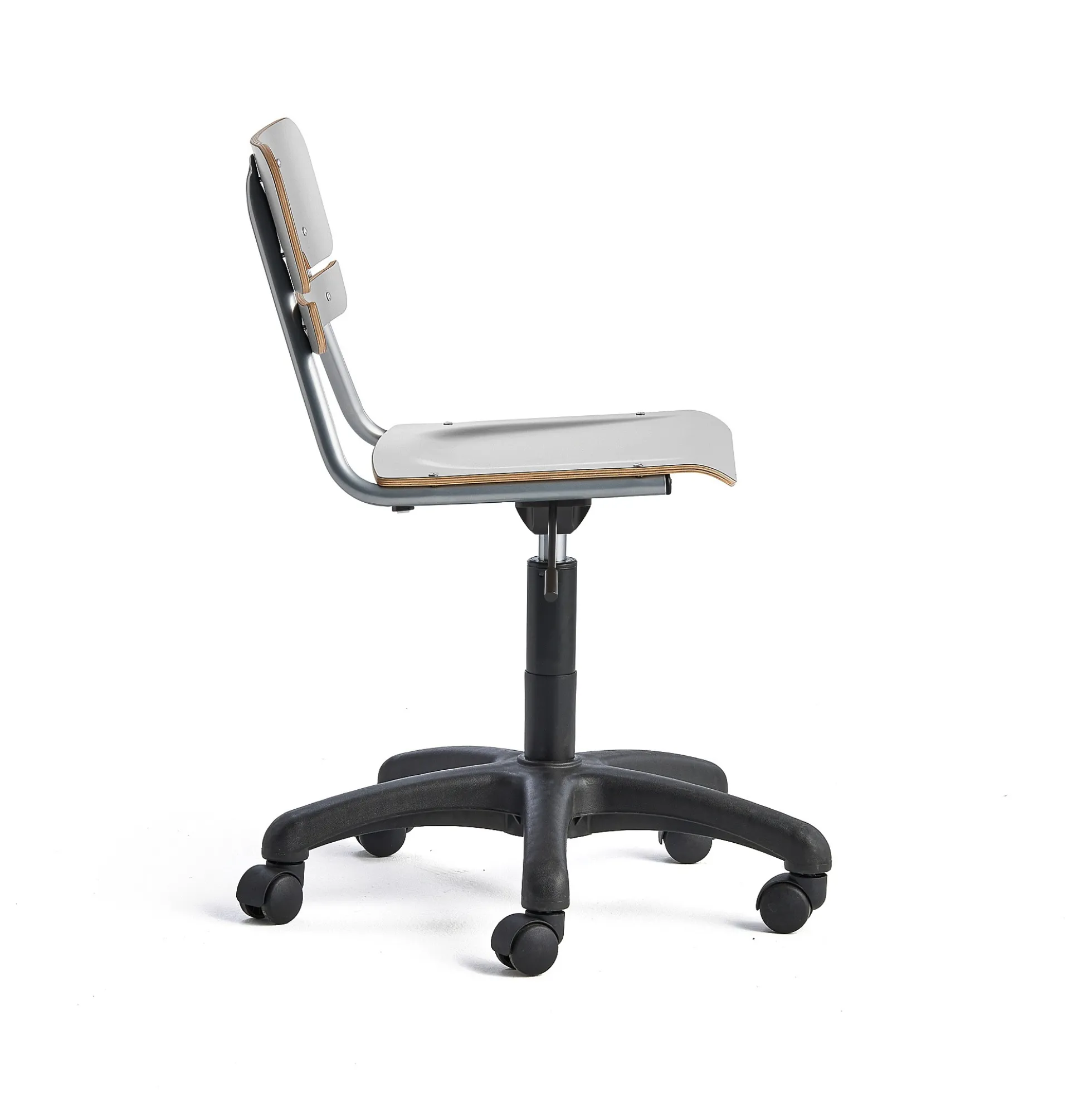 Oppilastuoli LEGERE korkeussäädettävä Pieni istuin, pyörällinen, korkeus:430-550 mm, harmaa