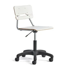 Oppilastuoli LEGERE Korkeussäädettävä, suuri istuin, pyörällinen, korkeus: 430-550 mm, valkoinen