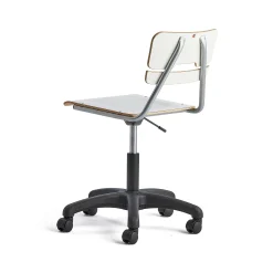 Oppilastuoli LEGERE Korkeussäädettävä, suuri istuin, pyörällinen, korkeus: 430-550 mm, valkoinen