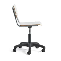 Oppilastuoli LEGERE Korkeussäädettävä, suuri istuin, pyörällinen, korkeus: 430-550 mm, valkoinen