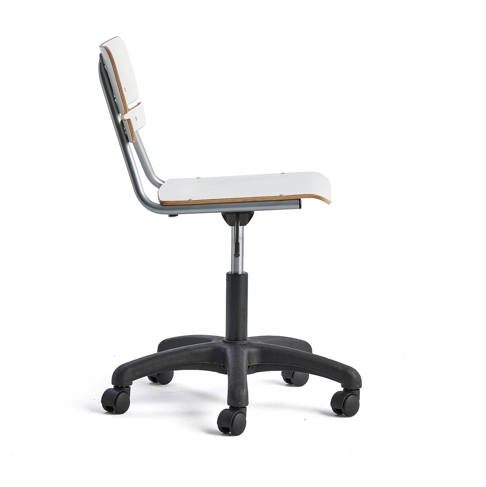 Oppilastuoli LEGERE Korkeussäädettävä, suuri istuin, pyörällinen, korkeus: 430-550 mm, valkoinen