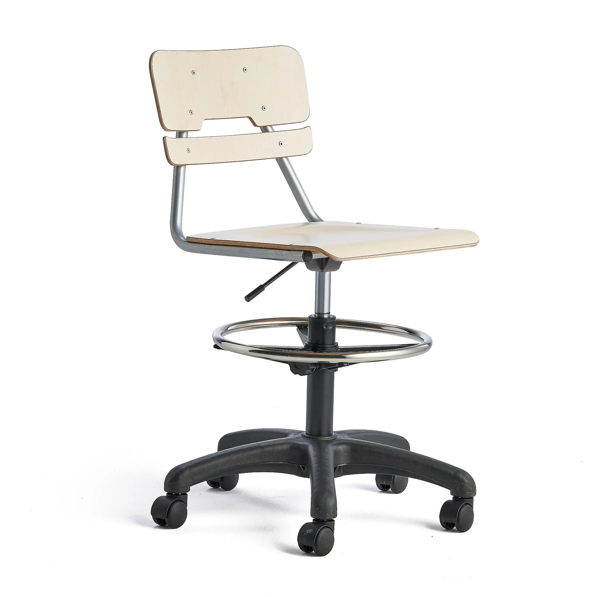 Oppilastuoli LEGERE Korkeussäädettävä, suuri istuin, pyörällinen, korkeus: 530-720 mm, koivu