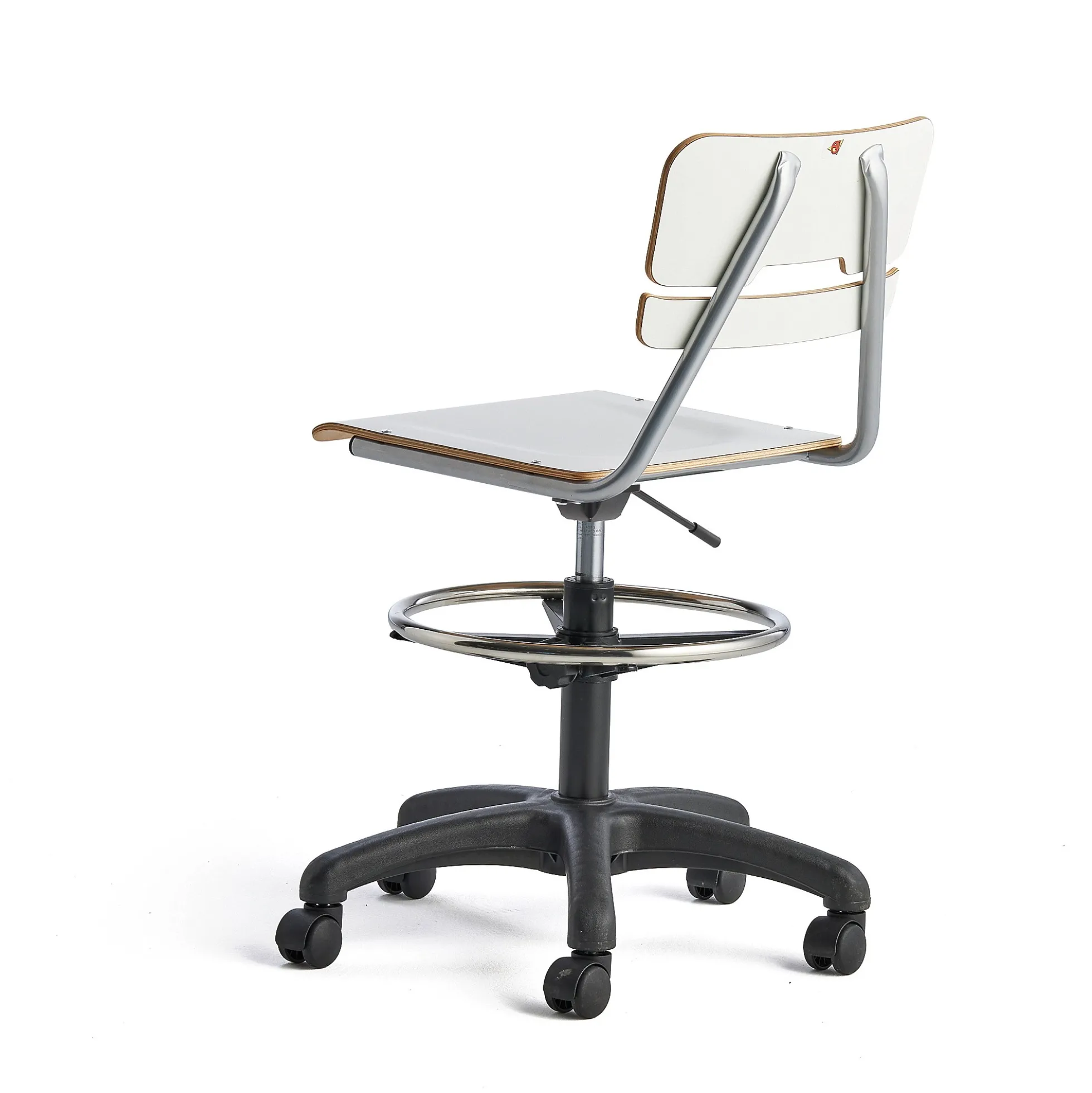 Oppilastuoli LEGERE Korkeussäädettävä, suuri istuin, pyörällinen, korkeus: 530-720 mm, valkoinen