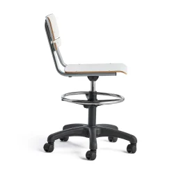 Oppilastuoli LEGERE Korkeussäädettävä, suuri istuin, pyörällinen, korkeus: 530-720 mm, valkoinen