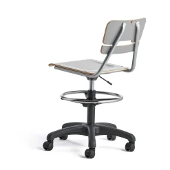 Oppilastuoli LEGERE korkeussäädettävä Suuri istuin, pyörällinen, korkeus:530-720 mm, harmaa