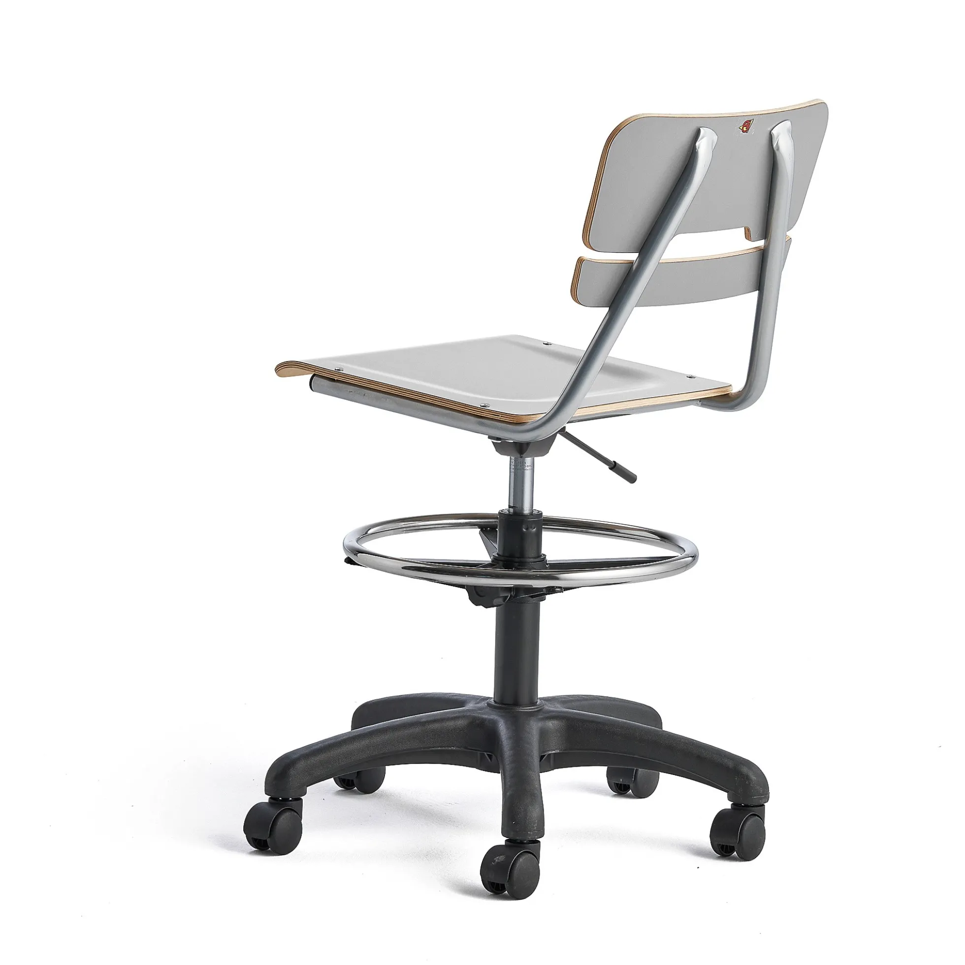Oppilastuoli LEGERE korkeussäädettävä Suuri istuin, pyörällinen, korkeus:530-720 mm, harmaa