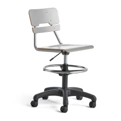 Oppilastuoli LEGERE korkeussäädettävä Suuri istuin, pyörällinen, korkeus:530-720 mm, harmaa