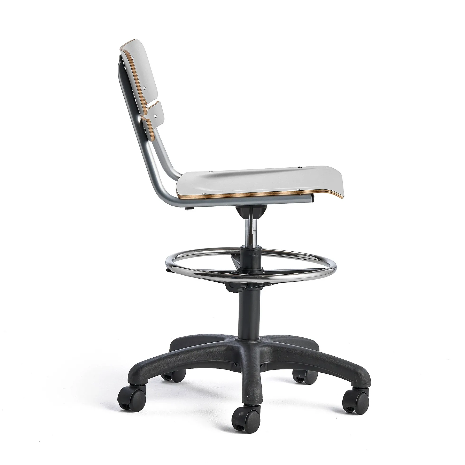 Oppilastuoli LEGERE korkeussäädettävä Suuri istuin, pyörällinen, korkeus:530-720 mm, harmaa