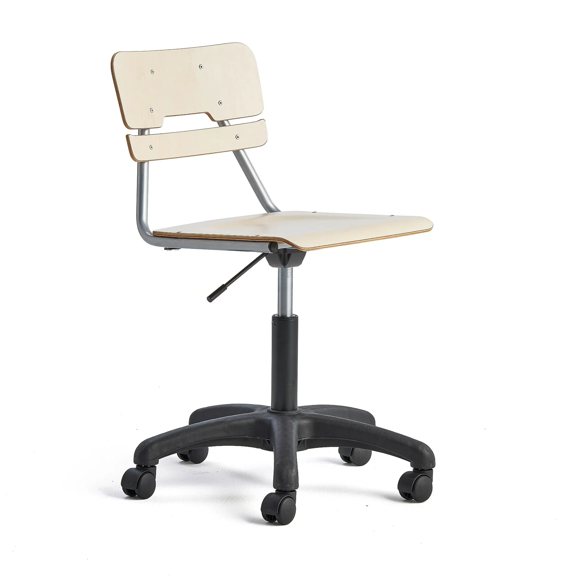 Oppilastuoli LEGERE Korkeussäädettävä, suuri istuin, pyörällinen, korkeus: 430-550 mm, koivu