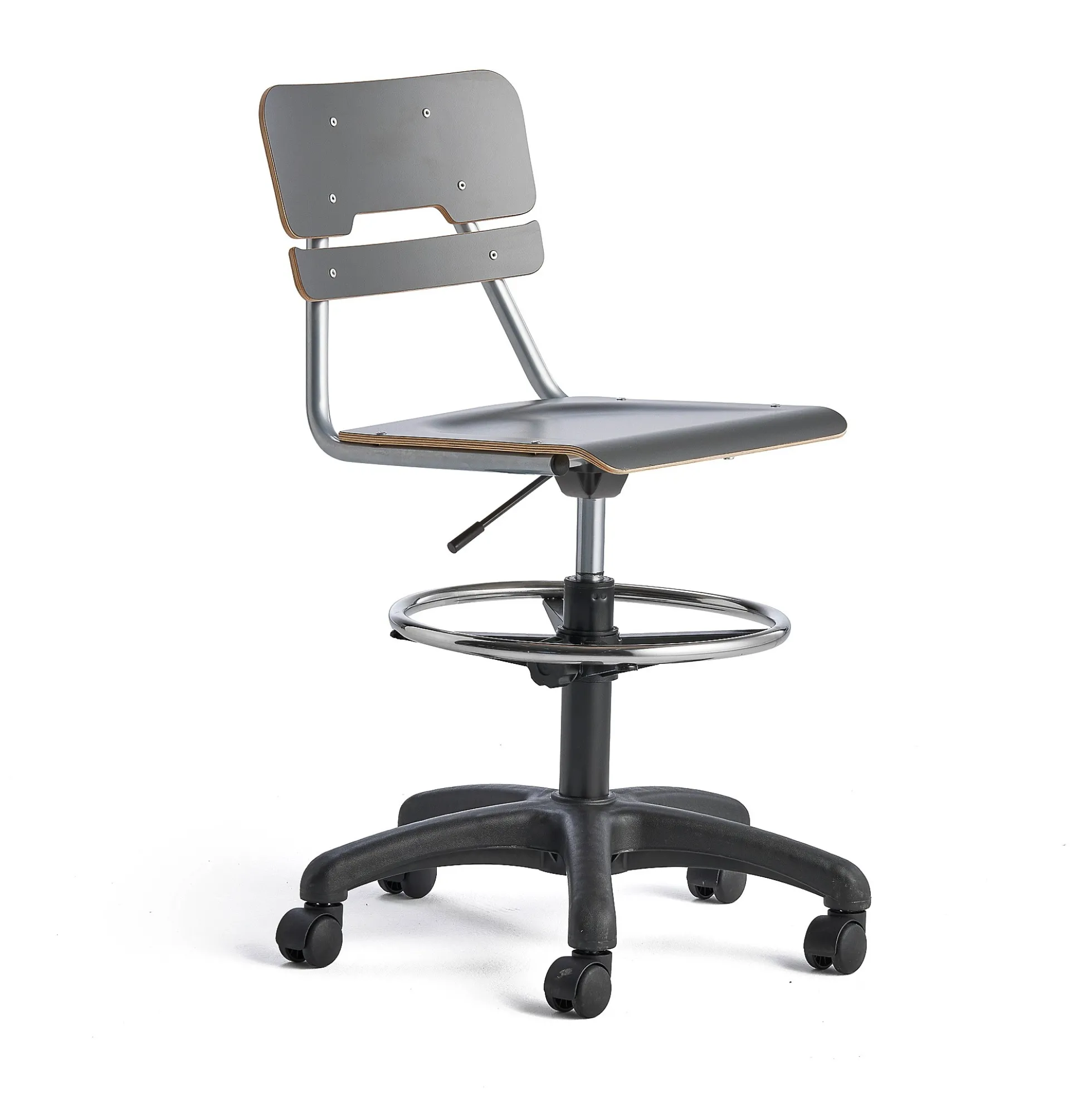 Oppilastuoli LEGERE Korkeussäädettävä, suuri istuin, pyörällinen, korkeus: 530-720 mm, antrasiitinharmaa