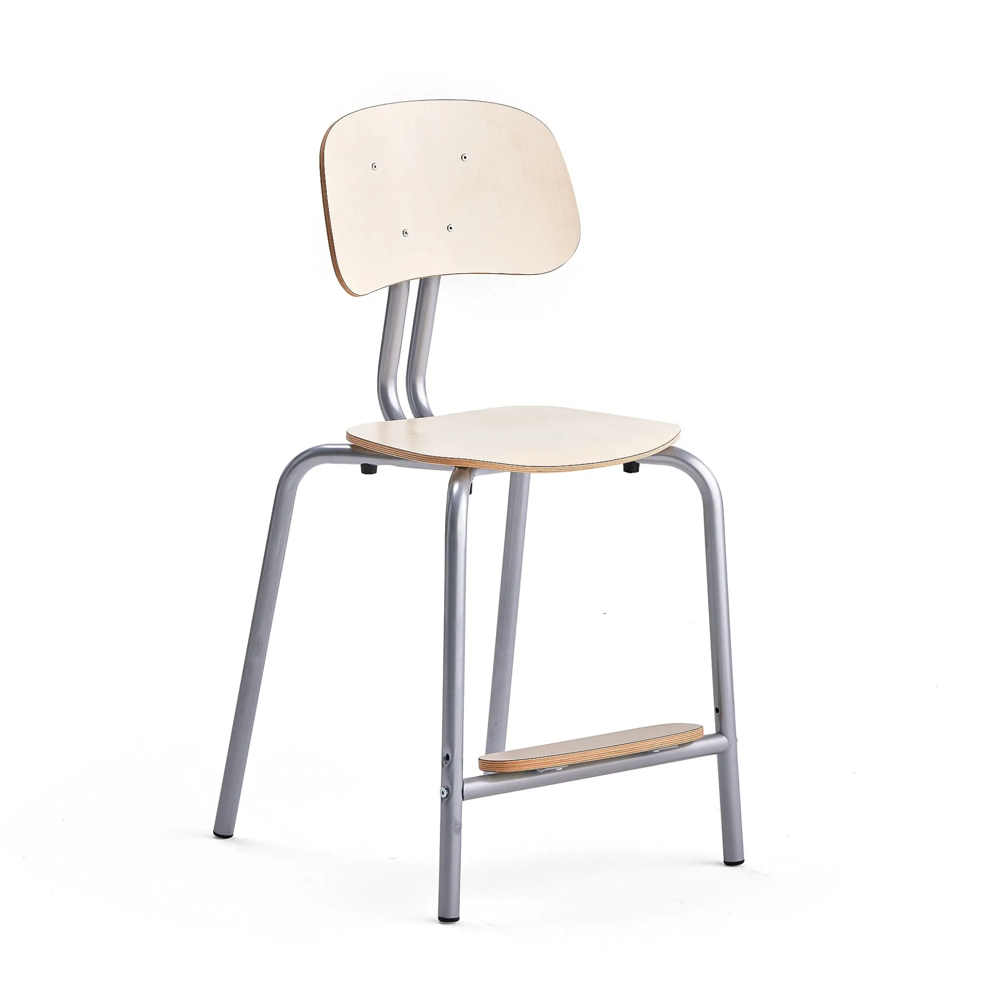 Oppilastuoli YNGVE Jalat, hopeanharmaa, koivu, korkeus: 520 mm