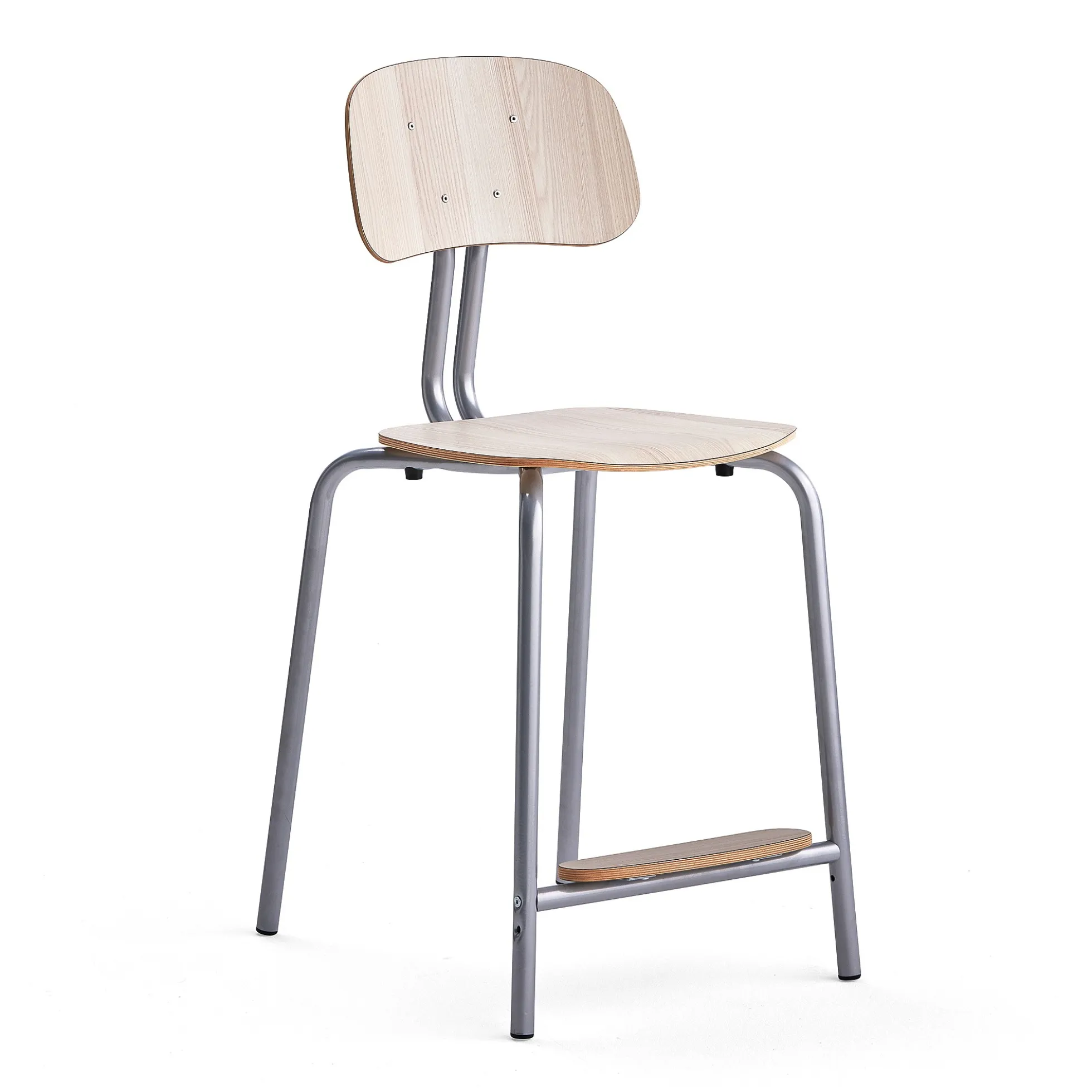 Oppilastuoli YNGVE Jalat, hopeanharmaa, saarni, korkeus 610 mm