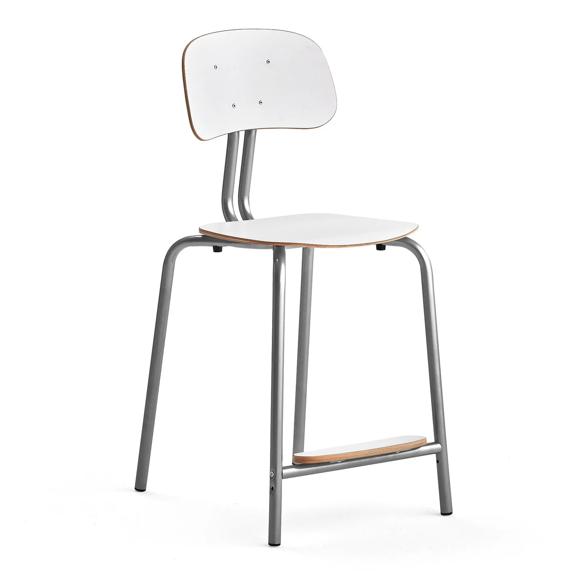 Oppilastuoli YNGVE Jalat, hopeanharmaa, valkoinen, korkeus: 610 mm