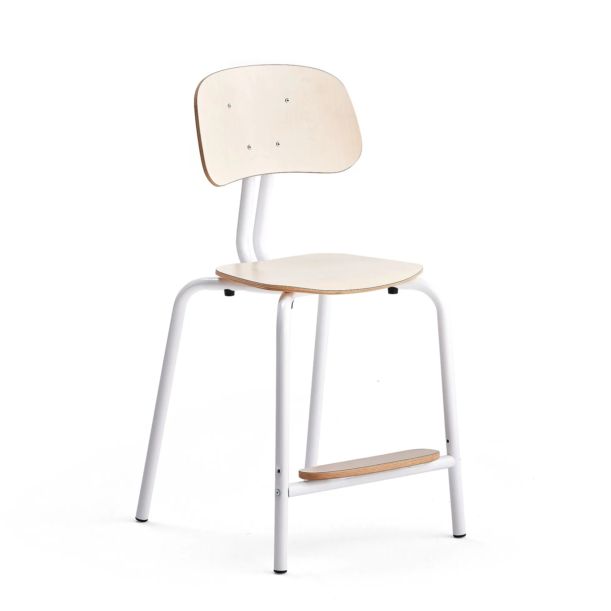 Oppilastuoli YNGVE Jalat, valkoinen, koivu, korkeus: 520 mm