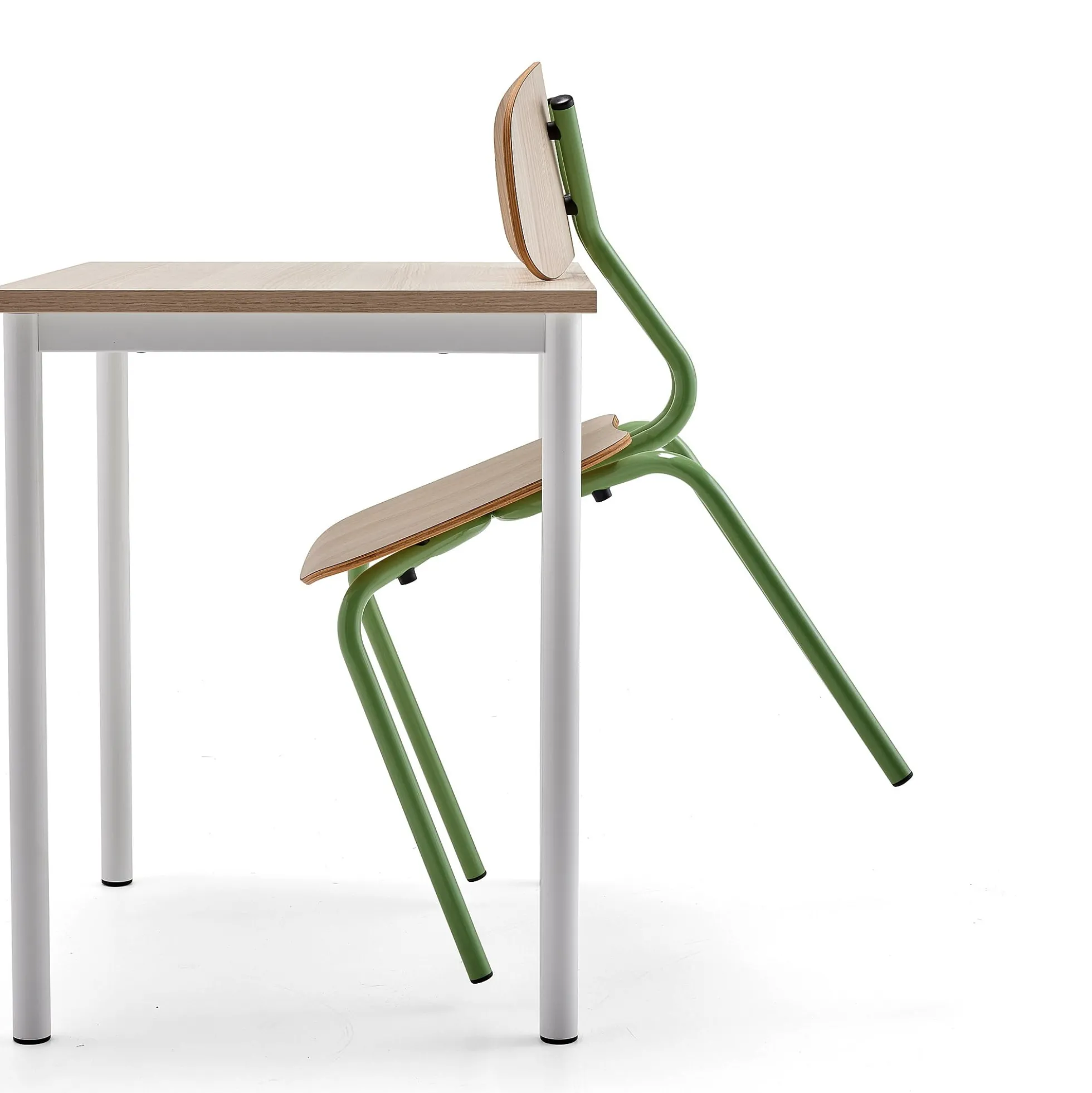 Oppilastuoli YNGVE Jalat, vihreä, valkoinen, korkeus 460 mm