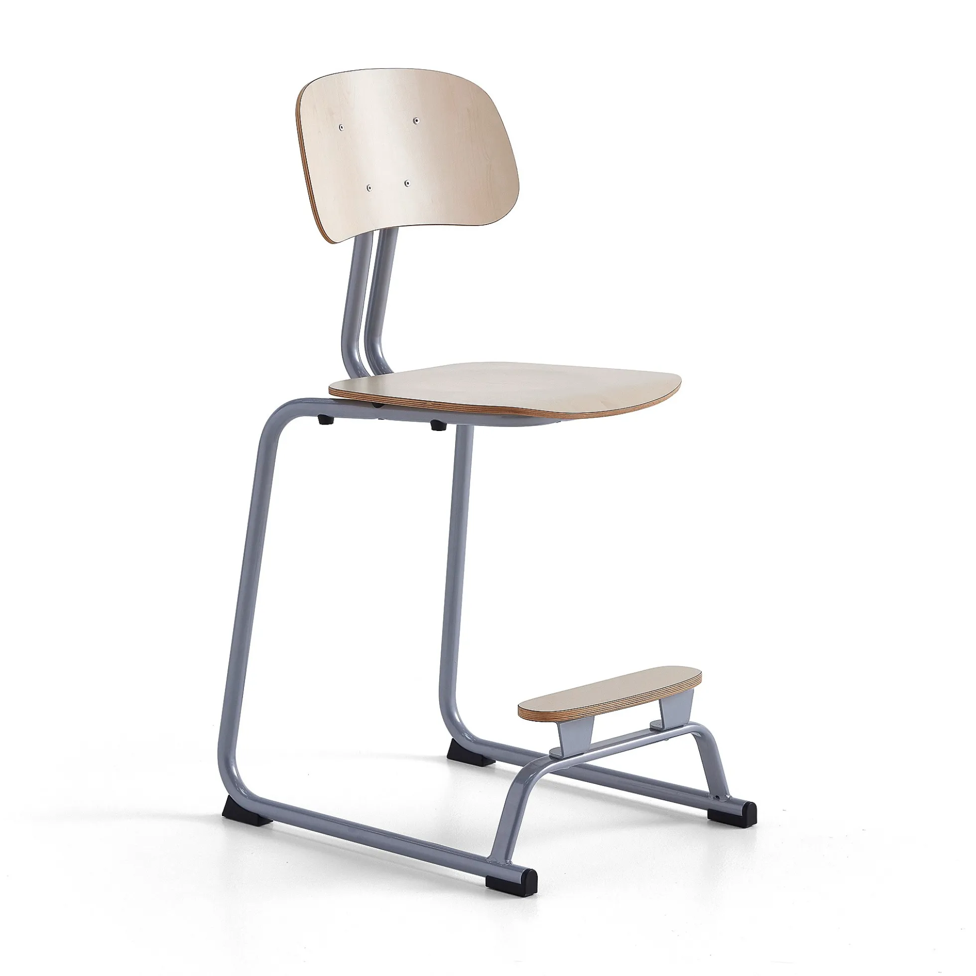 Oppilastuoli YNGVE Liukunastat, hopeanharmaa, koivu, korkeus:610 mm