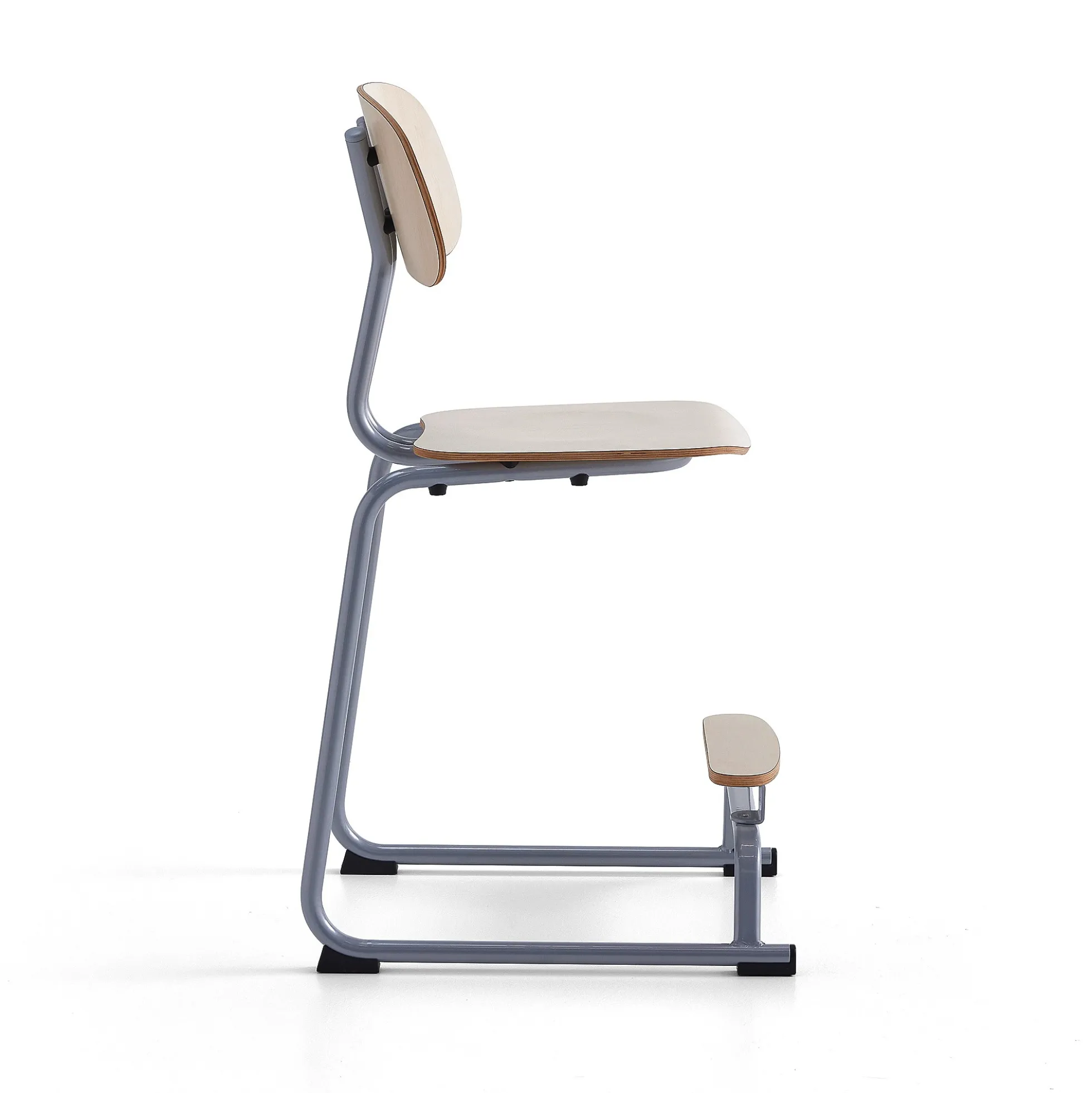 Oppilastuoli YNGVE Liukunastat, hopeanharmaa, koivu, korkeus:610 mm