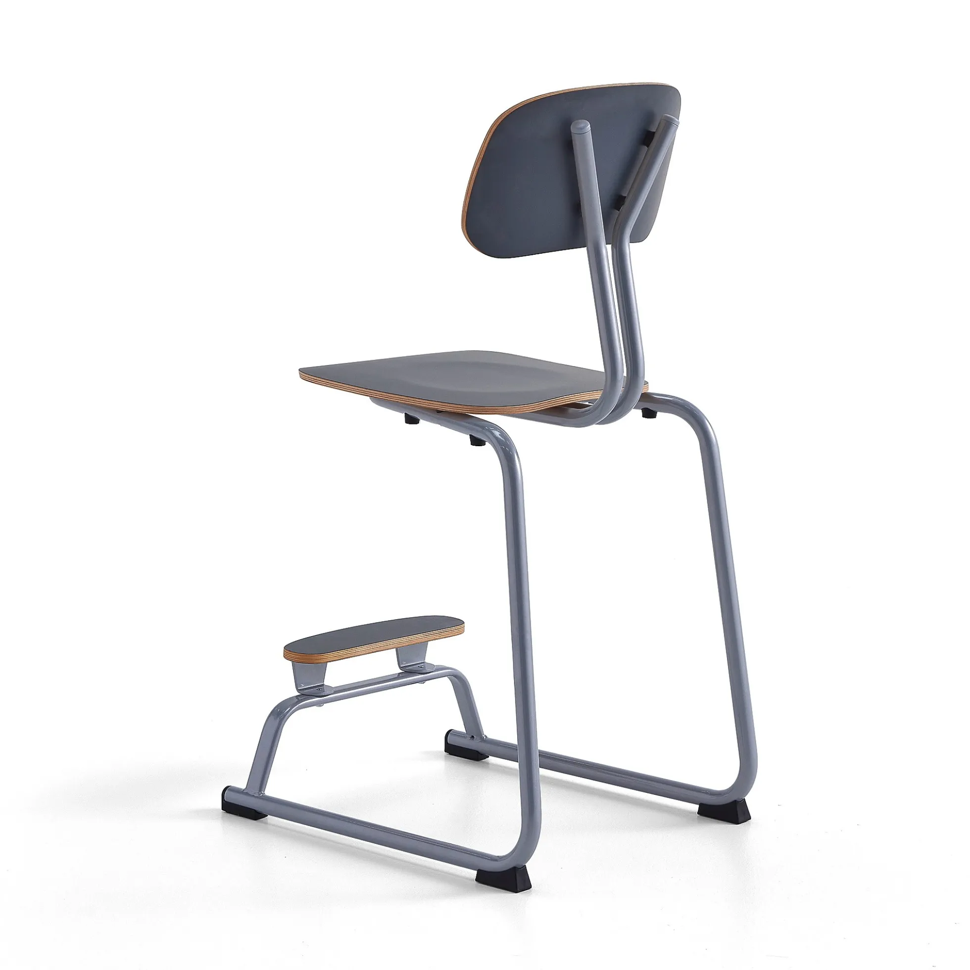 Oppilastuoli YNGVE Liukunastat, hopeanharmaa, saarni, korkeus:610 mm