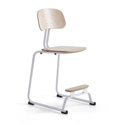 Oppilastuoli YNGVE Liukunastat, valkoinen, koivu, korkeus:610 mm