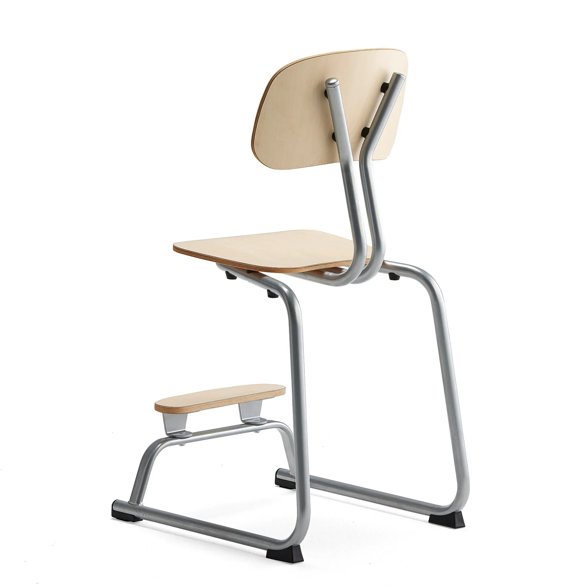 Oppilastuoli YNGVE L-malli, hopeanharmaa, koivu, korkeus: 520 mm