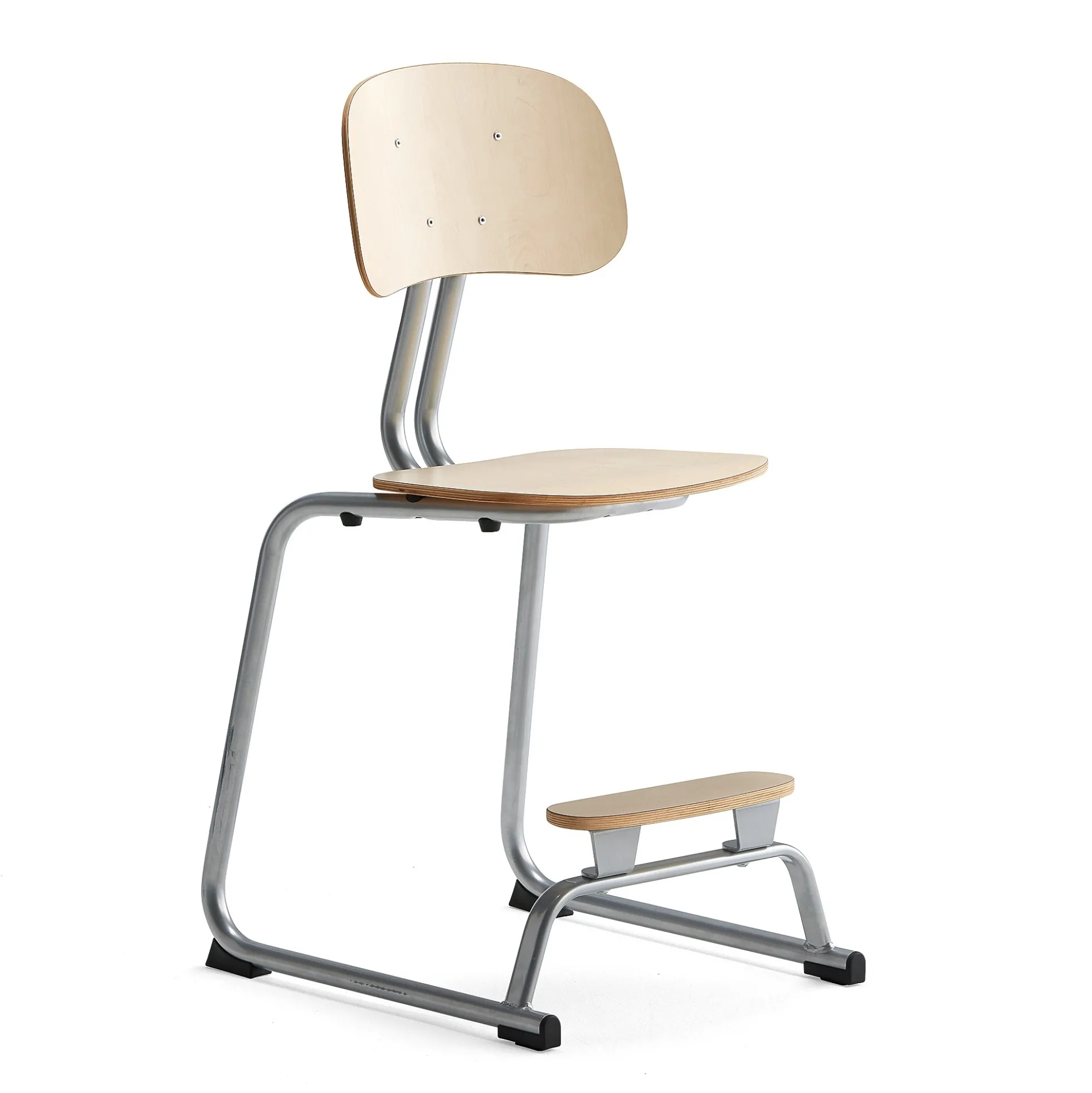 Oppilastuoli YNGVE L-malli, hopeanharmaa, koivu, korkeus: 520 mm