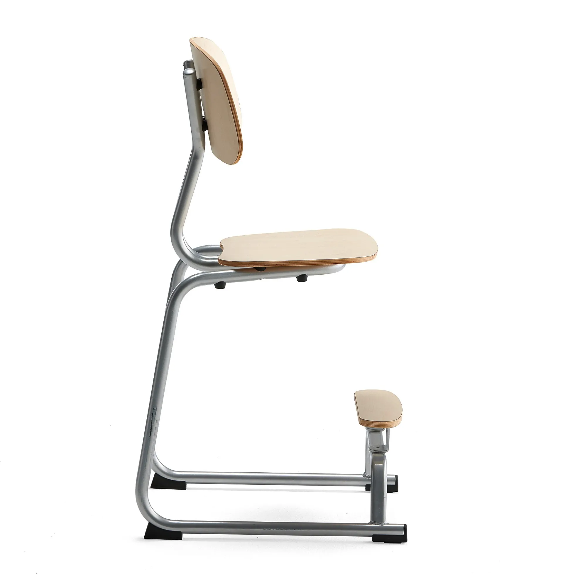 Oppilastuoli YNGVE L-malli, hopeanharmaa, koivu, korkeus: 520 mm