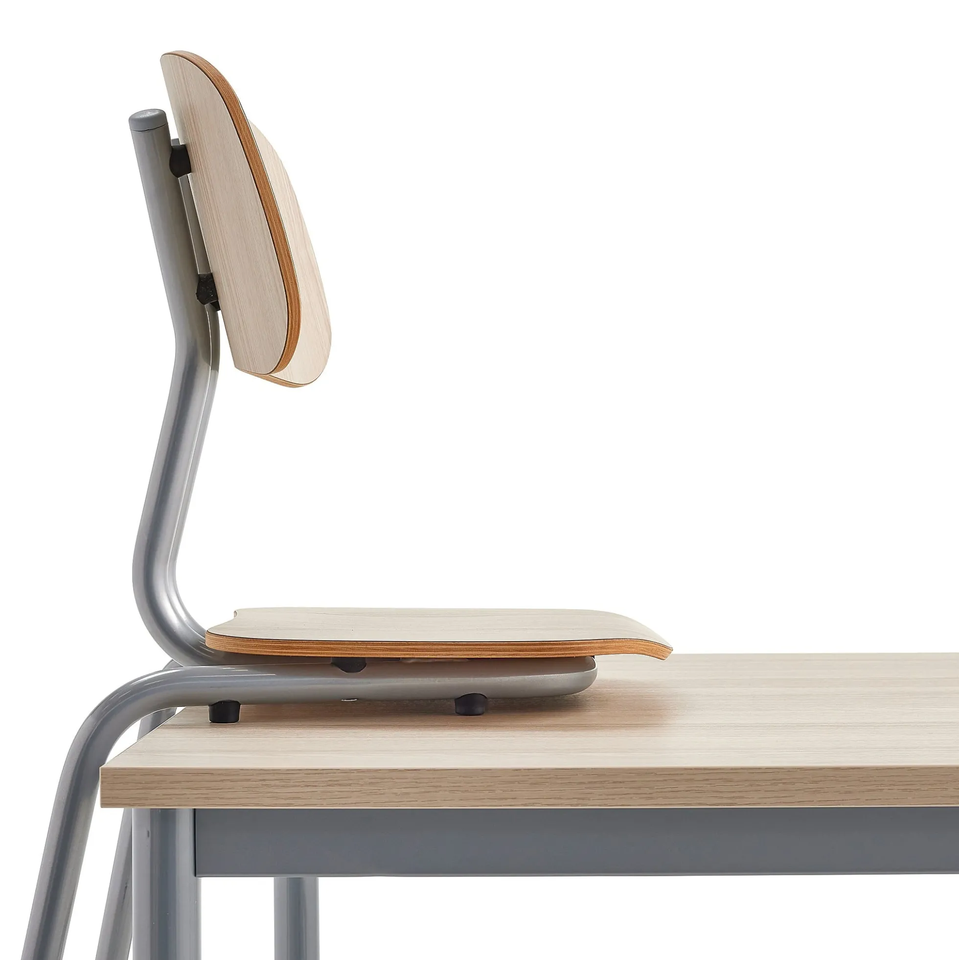 Oppilastuoli YNGVE L-malli, hopeanharmaa, saarni, korkeus 500 mm