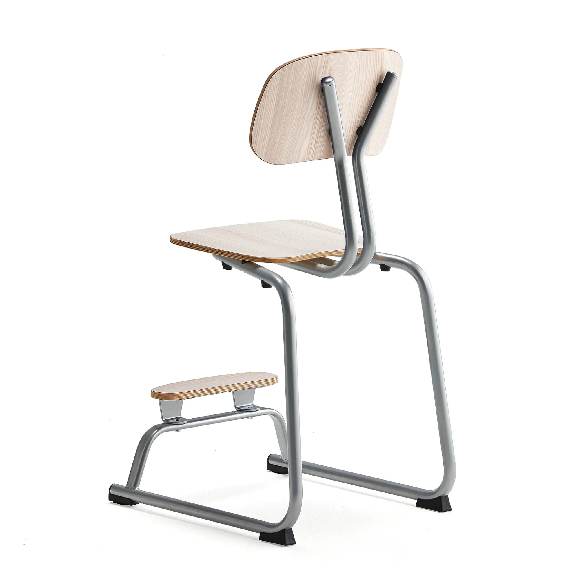 Oppilastuoli YNGVE L-malli, hopeanharmaa, saarni, korkeus 520 mm