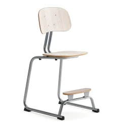 Oppilastuoli YNGVE L-malli, hopeanharmaa, saarni, korkeus 520 mm