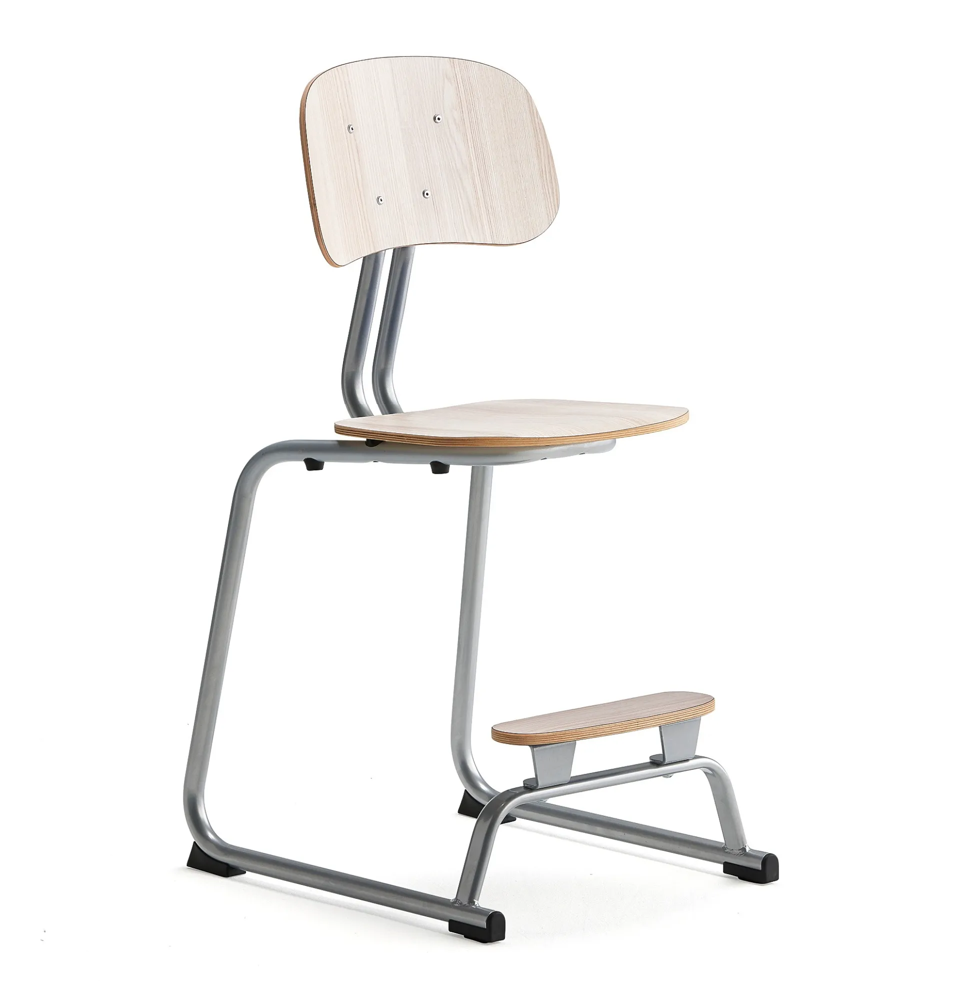 Oppilastuoli YNGVE L-malli, hopeanharmaa, saarni, korkeus 520 mm